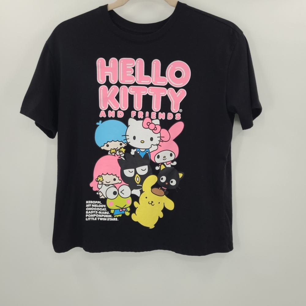 Hello Kitty and Friends by Sanrio Women's Black XXL Crewneck Graphic Print Shirt